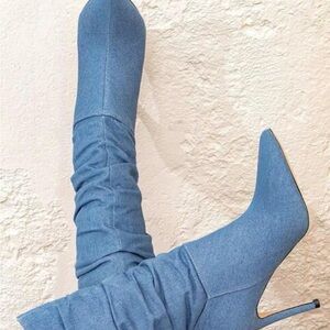 SCHUTZ Trendy Denim Blue Heeled Boots